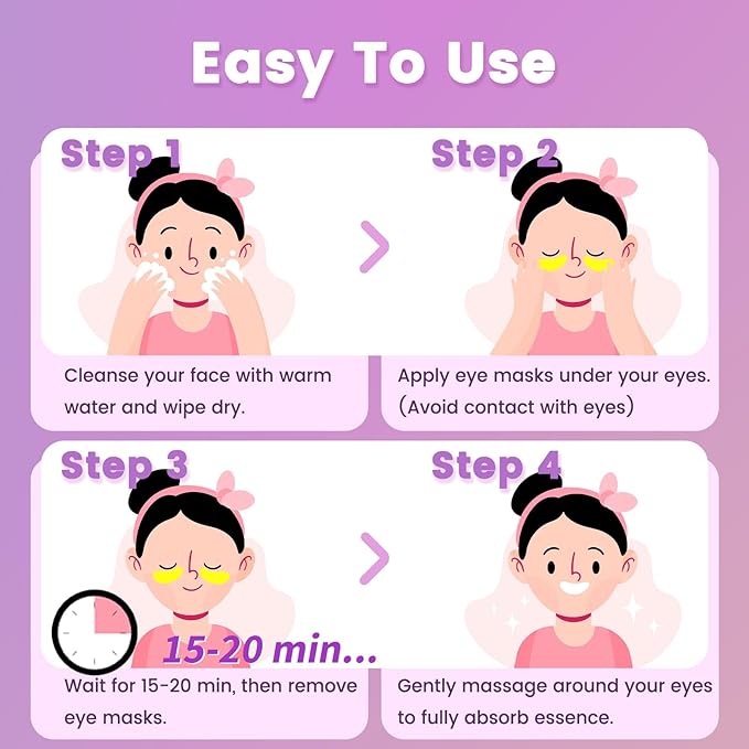 Under Eye Patches for Dark Circles - Deliver a Burst of Hydration - Reduce Under Eye Bags and Smooth Wrinkles - Eye Masks for Puffy Eyes-Velvo Beauty