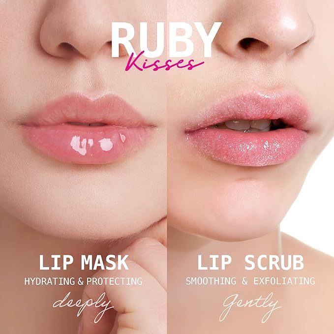 Ruby Kisses Intensive Lip Mask, Ultra Hydrating Overnight & Day Use, Jojoba Oil & Shea Butter Enriched for Nourished Lips, Antioxidant Formula for Protect & Soften-Velvo Beauty