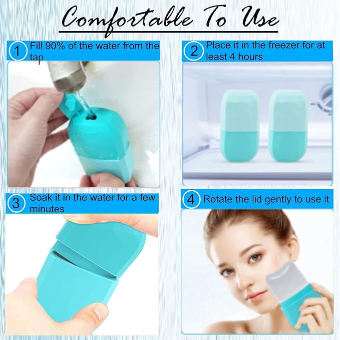 Ice Roller for Face & Eye Puffiness Relief - Enhance Your Natural Glow with Face Ice Roller, Ice Mold for Face with New Leak-Proof Design, Reusable Ice Face Roller-Gift for Women-Velvo Beauty