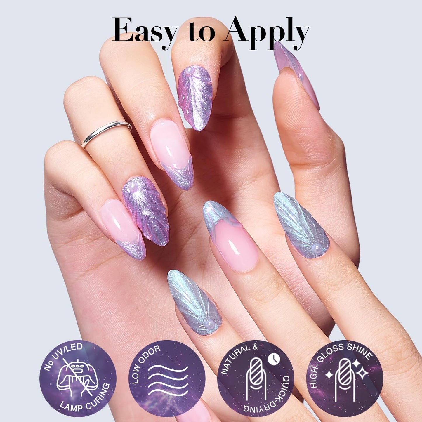 AZUREBEAUTY Holographic Nail Polish Set: 4 Colors Quick Dry Purple Pink Chameleon Fall Winter Natural Fingernail with Top Coat DIY Salon Gift for Women-Velvo Beauty