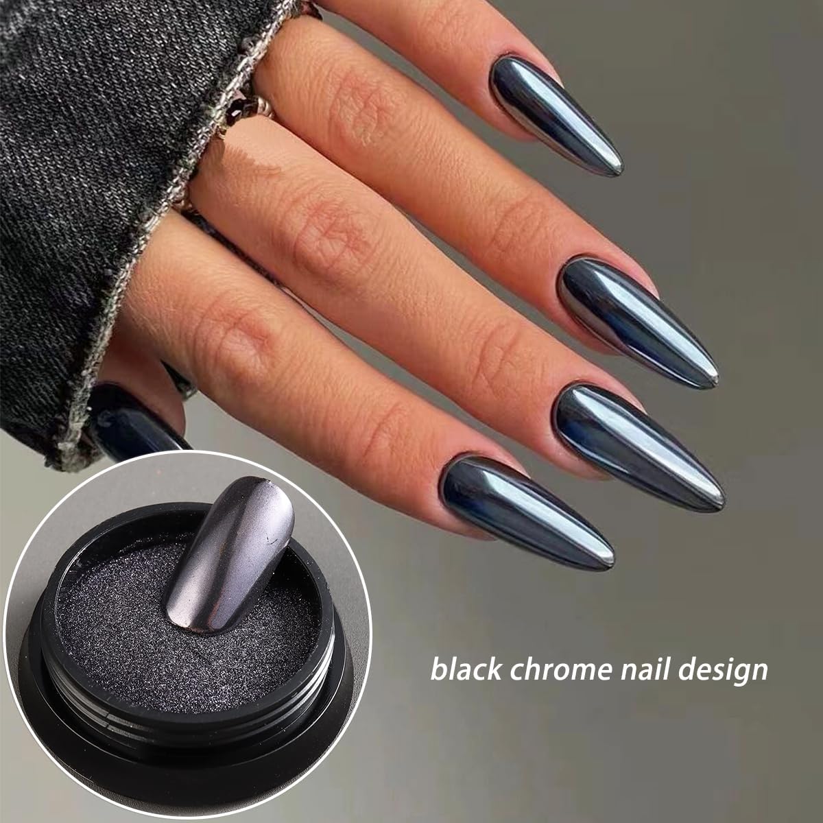 Chrome Nail Powder Set - 6 Colors Rose Gold Bronze Black Chrome Nail Powder, Mirror Effect for Nails, Metallic Rubbing Dust Chameleon Glitter Pigment Flakes, Manicure Salon Supplies-Velvo Beauty