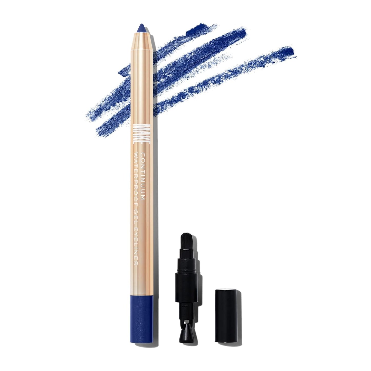 MAKE Beauty Continuum Waterproof Gel Eyeliner Pencil. Creamy, Pigmented Multi-Use, including Waterline with Built-in Sharpener and Blending Brush. Smudge-Proof Makeup. Shade - Deep Space, Navy-Velvo Beauty