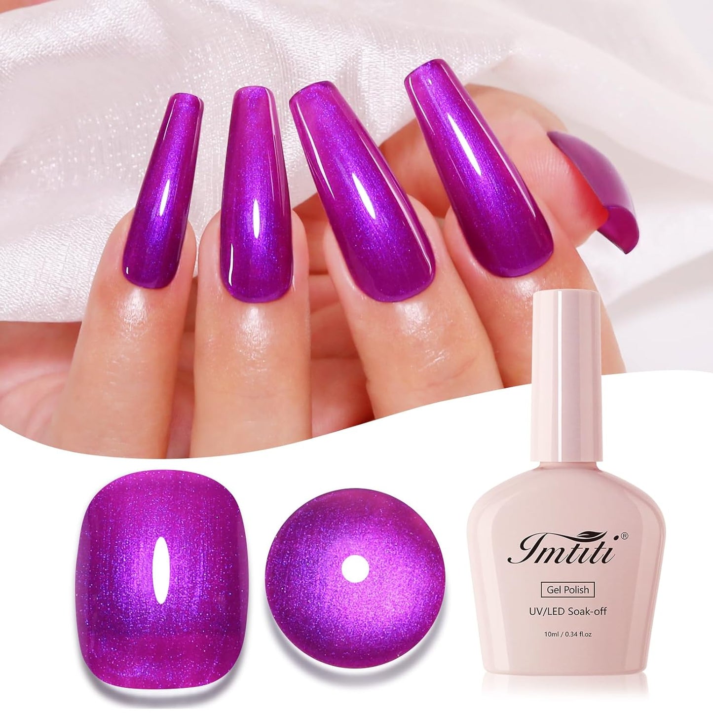 Imtiti Pearl Gel Nail Polish, Rose Purple Glitter Pearl Gel Polish Diamond Shimmer Sparkle Soak Off UV LED Nail Gel Polish Autumn Winter Gel Polish Manicure Gel Nail Kit 10ML-Velvo Beauty