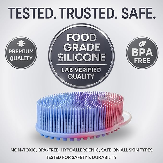 Avilana Silicone Body Scrubber – Gentle Shower Brush & Loofah Alternative- Food Grade & Lab Tested – Fast-Drying, Hygienic, BPA-Free Silicone Body Gentle Exfoliator (Marbled, Massage)-Velvo Beauty