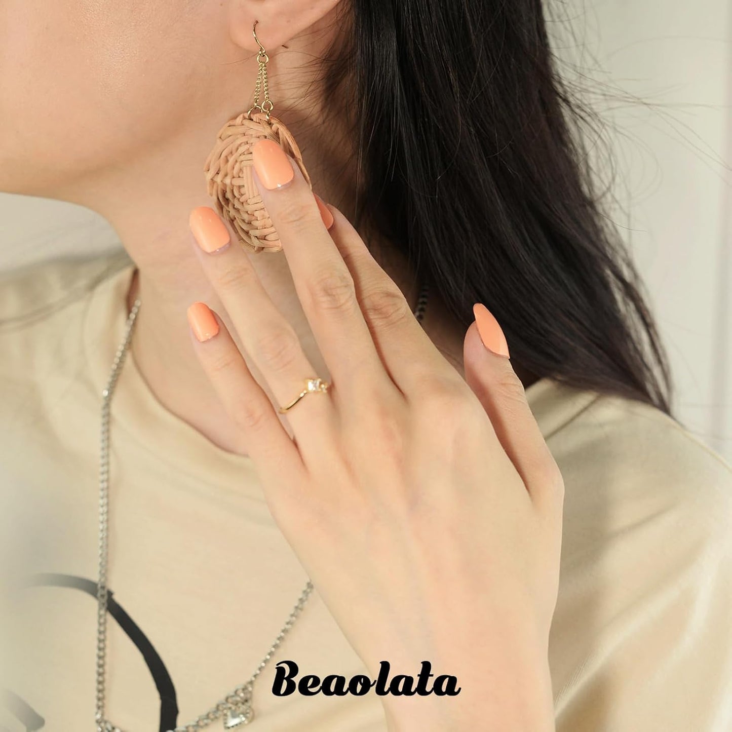 Nail Polish Strips, 32PCS Salon Quality Wraps, Long Lasting Gel Nail Stickers for Women Easy Apply& Remove (Yellow Peach)-Velvo Beauty