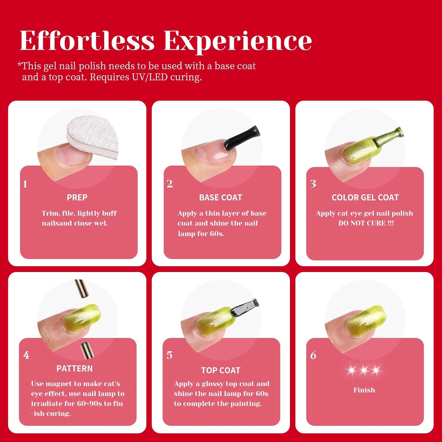 Red Cat Eye Gel Nail Polish - Perfect for DIY at Home & Ideal Gift for Nail Art Lovers!-Velvo Beauty