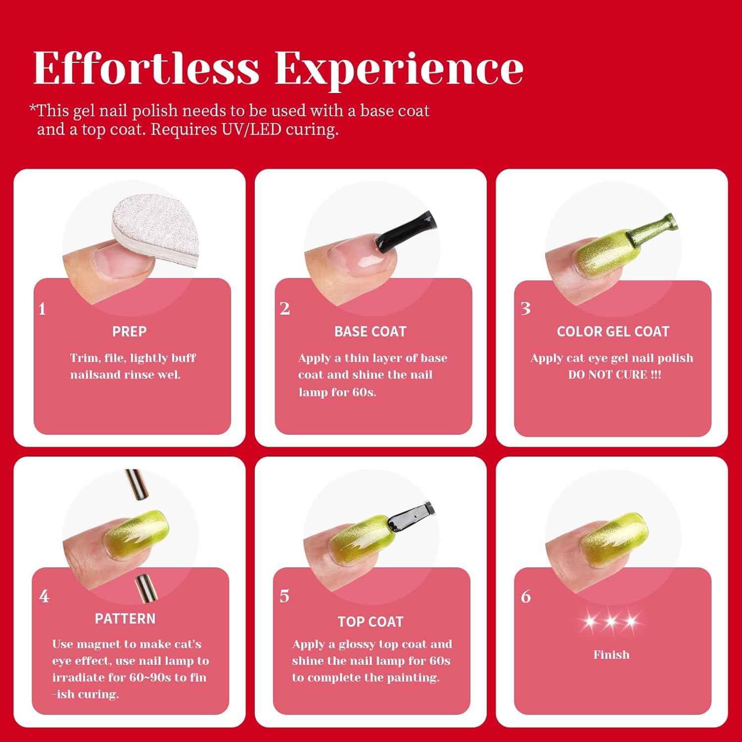 Red Cat Eye Gel Nail Polish - Perfect for DIY at Home & Ideal Gift for Nail Art Lovers!-Velvo Beauty