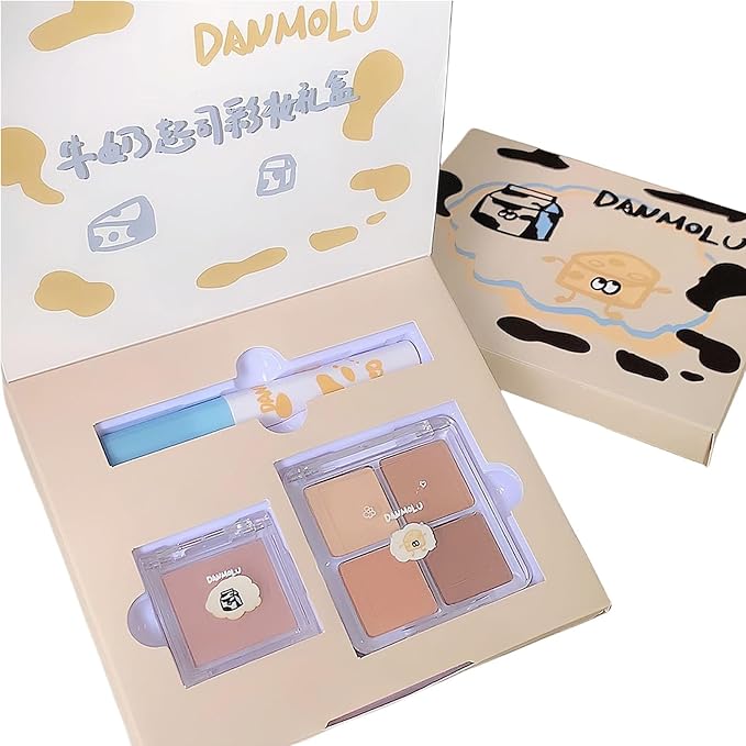 Neutral Eyeshadow Palette Velvet Lip Gloss Natural Glossy Blush Suitable for Beginners and Professionals 3-in-1 Multi-Purpose Makeup Set (1 Box)-Velvo Beauty