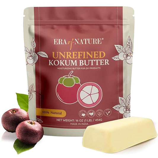 era of nature Kokum Butter Raw - 16 oz (1lb) - Natural Butter for Body Butters, Lotion Bars, Lip Balm, Soap Making – Blends Well with Shea or Cocoa Butter – For Stretch Marks, Scars, Pregnancy Care-Velvo Beauty