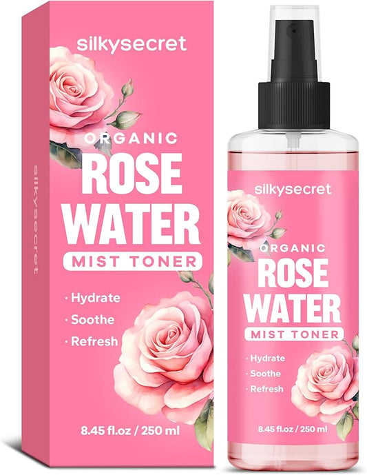 Organic Rose Water Spray (8.45 Fl Oz), Rosewater Spray for Face & Hair, Rose Water for Skin Care-Velvo Beauty