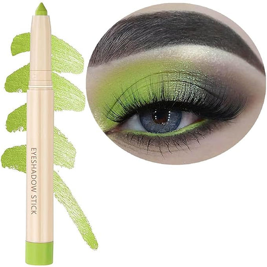 Green Eyeshadow Stick, Smooth Cream Shimmer Eyeshadow Pencil, Waterproof Long Lasting High Pigmented Hypoallergenic Eye Shadow Highlighter Stick Create Multi-Dimension Eyes Look(08# Grass Green)-Velvo Beauty
