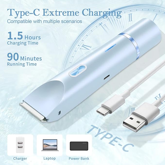 Dermave Bikini Shaver 2.0, 2025 New Glow Aura Bikini Trimmer for Women, 2 in 1 Dual Head Electric Razors for Women, IPX7 Waterproof Wet & Dry Electric Shaver, Rechargeable Portable Body Shaver (Blue)-Velvo Beauty