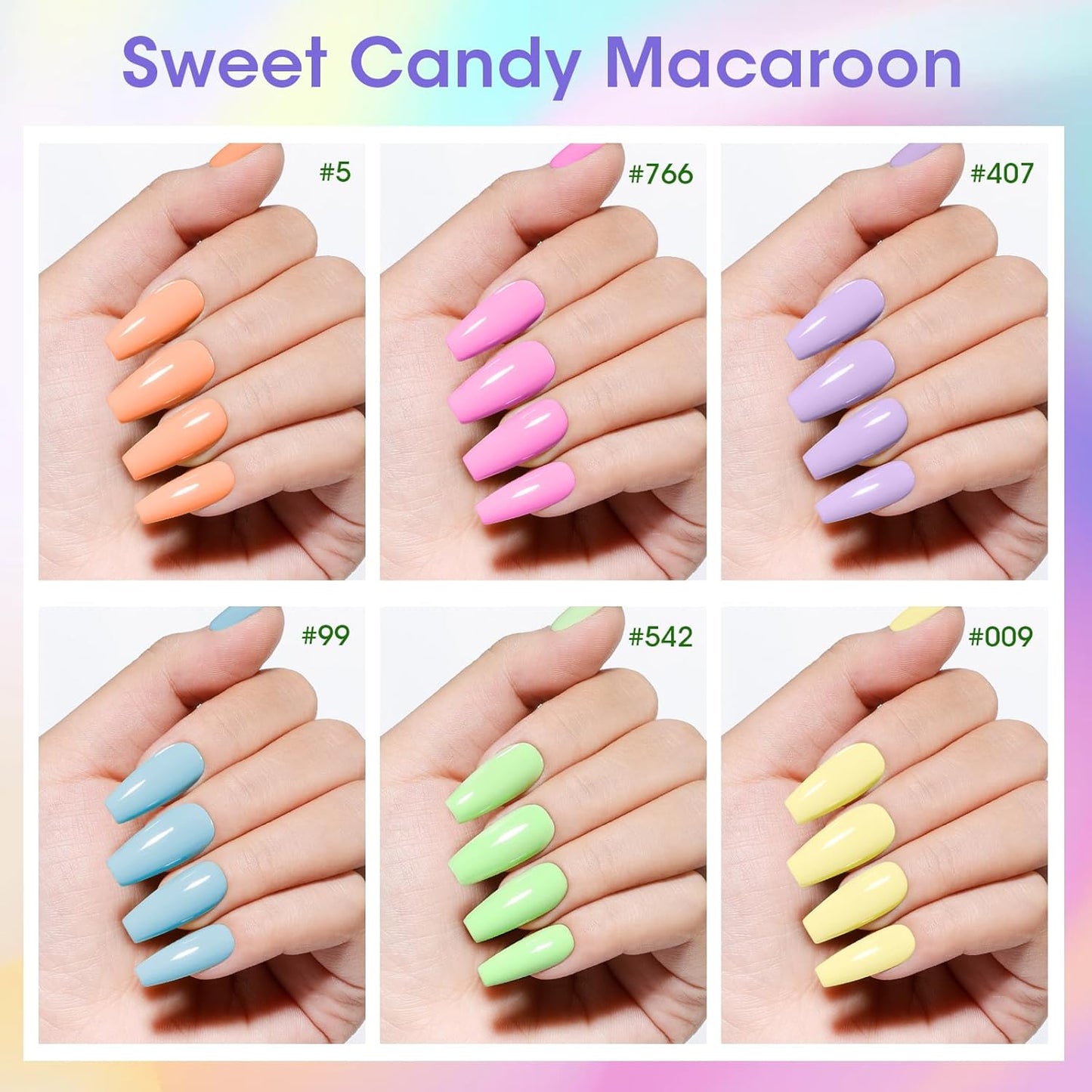 Gellen Pastel Regular Nail Polish Non Gel, Fast Air Drying Spring Summer Nail Polish No UV Light Needed Macaron 6 Colors Nude Pink Purple Blue Green Yellow Set for Women Manicure Home Salon, Hema Free-Velvo Beauty