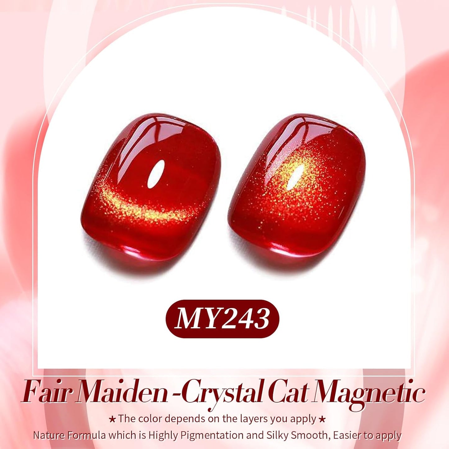 Born Pretty Cat Magnetic Eye Gel Nail Polish,Red Magnetic Gel Polish Fair Maiden Cat Magnetic Eye Gel Manicure Nail Art DIY 15ml-Velvo Beauty