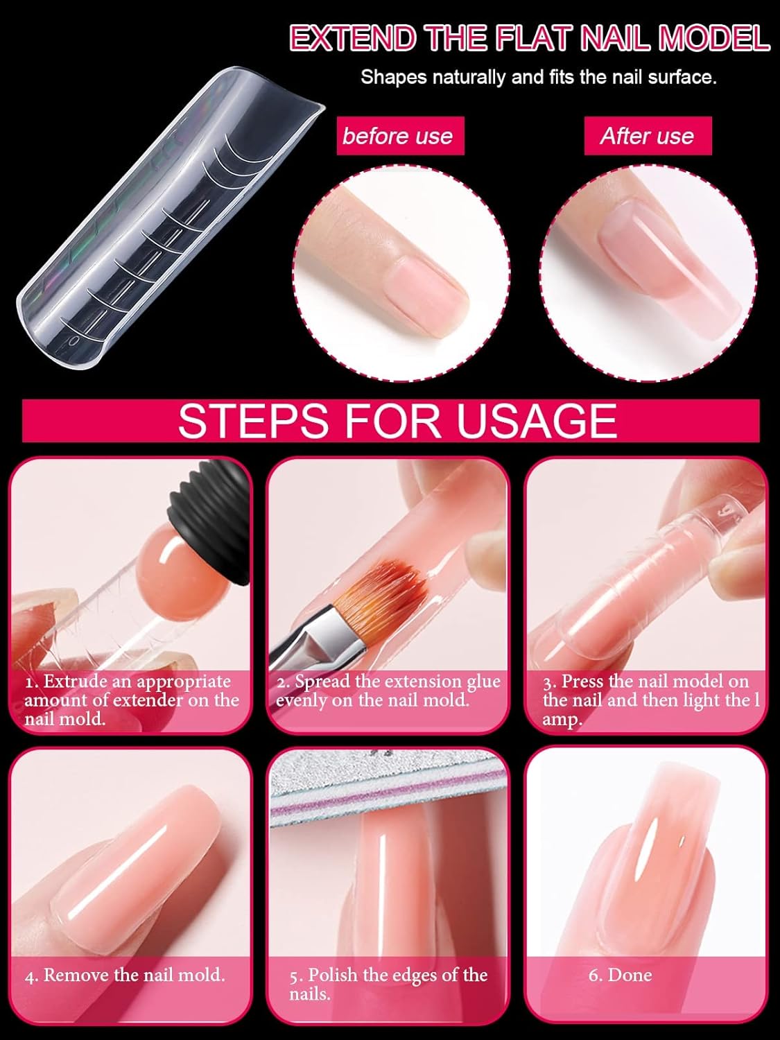 EBANKU 120Pcs Poly Extension Gel Dual Nail Forms Square Clear Nail Forms Full Cover Coffin Nail Molds 12 Sizes for Gel Manicure Nail Art Design Salon&DIY-Velvo Beauty