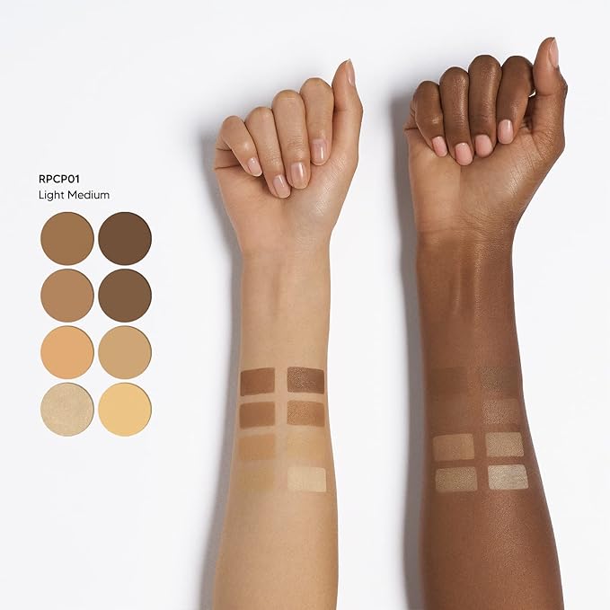 Ruby Kisses Flawless Finish with 3D Contour Powder Makeup Palette - Multiple Contouring Options, Easy Blending, Long-lasting formula, Sculpt &Highlighting, Professional finish (Light Medium)-Velvo Beauty