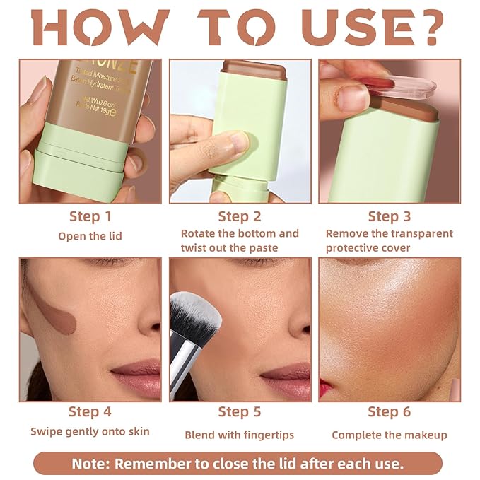 Cream Contour Stick for Cheeks Tint, Multi-Use Makeup Highlighter Blush Bronzer Stick, Natural Glow Solid Moisturizer Stick Blendable Illuminator On-the-Go Shimmer Cream Contour Makeup-02-Velvo Beauty