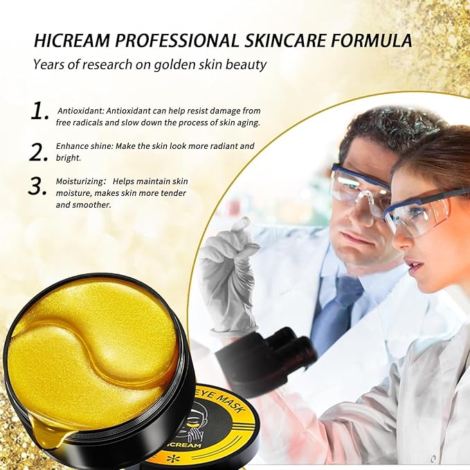 24k Gold Under Eye Patches - 60 Pcs Eye Mask Pure Gold Anti-Aging Collagen Hyaluronic Acid Under Eye Mask for Dark Circles, Puffiness & Wrinkles Refresh Your Skin-Velvo Beauty