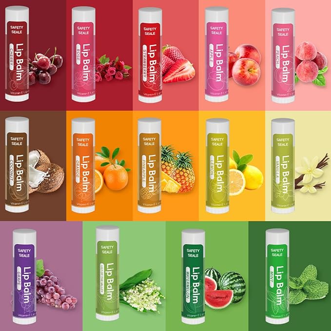 84 Pack Natural Lip Balm Bulk with Vitamin E and Coconut Oil Valentine's Day best choice- Moisturizing, Soothing, and Repairing Dry and Chapped Lips - 14 Flavors - Non-GMO-Velvo Beauty