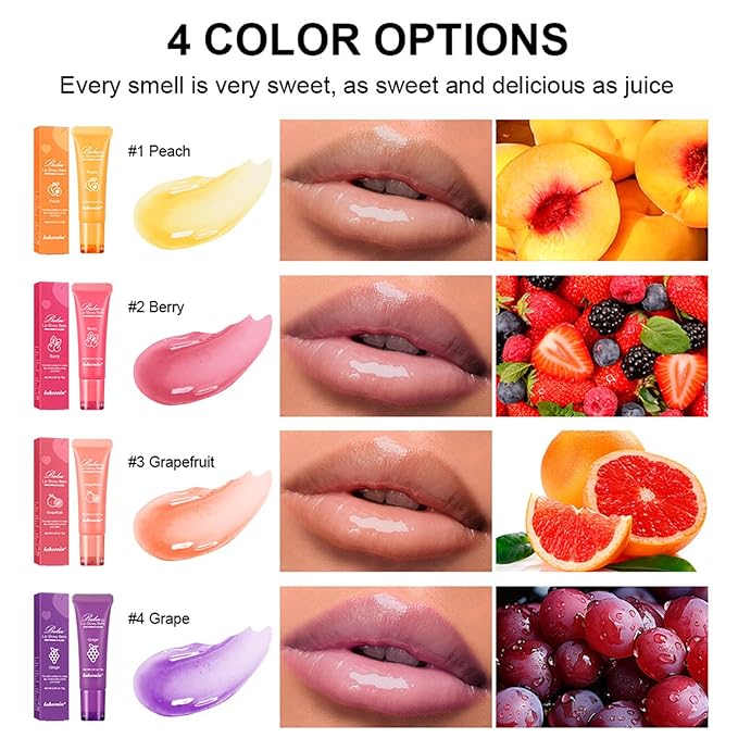 Lip Glowy Balm Hydrating Sleeping Lip Mask, Shine Glossy Finish Lip Oil - Reduce Lip Lines, Enhance Lip Color, Moisturizing & Plump Dry Chapped Lips Care Non-Sticky Lip Balm (#2 Berry)-Velvo Beauty