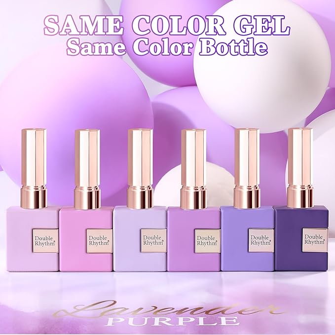 Double Rhythm 6 Pcs 15 ML Gel Polish Set Same Color Same Bottle Soak Off Gel Polish Kit Nail Art Manicure Salon DIY at Home for Women (Light Dark Purple Violet Rose Pink-T6-16)-Velvo Beauty