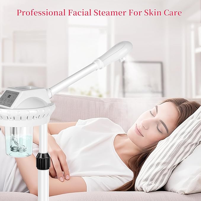 Professional Facial Steamer, Esthetician Steamer on Wheels, Stand Face Steamer for Facial Deep Cleaning, Steamer for Facial for Personal Care or Spa, Moisturizing and Hydrating-Velvo Beauty