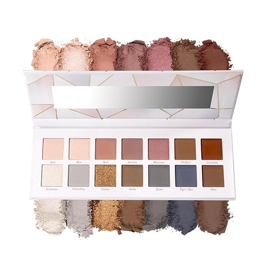 LAURA GELLER NEW YORK Seasonless Staples Quartz Crystals 14 Pressed Multi-Finish Shimmer and Matte Eyeshadow Palette-Velvo Beauty