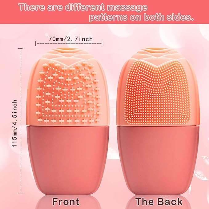 XHJRI Ice Face Roller Massager,Ice Cube Roller for Face, Eyes and Neck Naturally Conditioning and Skin Care,De-Puff Eye Bags,Reduce Migraine Pain,Reusable Massage Silicone Ice Mold (New Pink)-Velvo Beauty