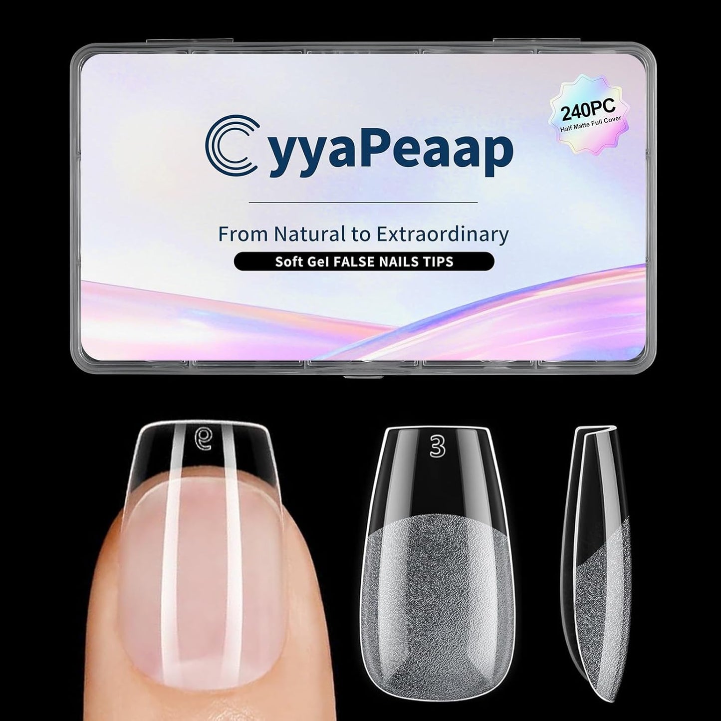 Short Coffin Nail Tips 240Pcs Short Coffin Soft Gel Nail Tips Half Matte Pre-Shape Press on Nails for Full Cover Acrylic False Nails Extension Home DIY Salon 12 Sizes Gelly Tips Fake Nails Tips-Velvo Beauty