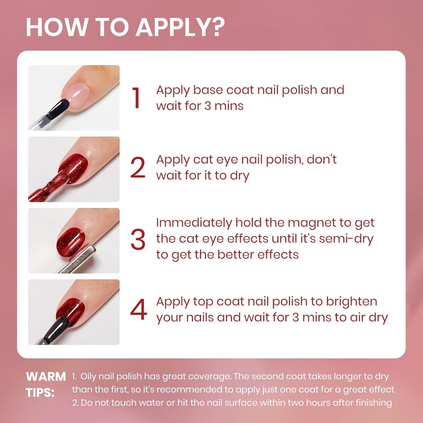 Red Magnetic Nail Polish Non Gel, Cat Eye Nail Polish Quick Dry Lacquer Manicure Gift For Women Girls 16ml/0.54 oz-Velvo Beauty