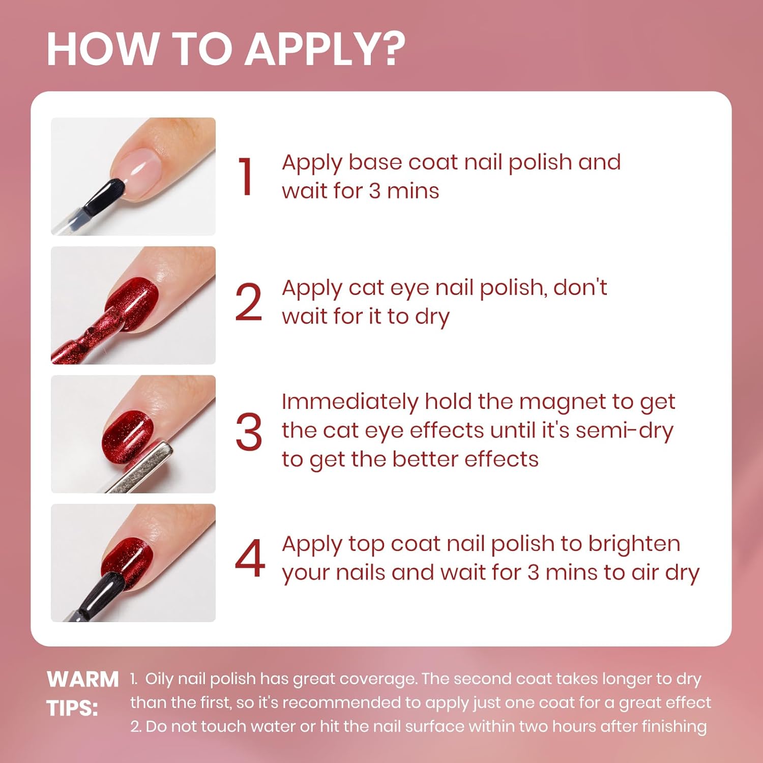 Red Magnetic Nail Polish Non Gel, Cat Eye Nail Polish Quick Dry Lacquer Manicure Gift For Women Girls 16ml/0.54 oz-Velvo Beauty