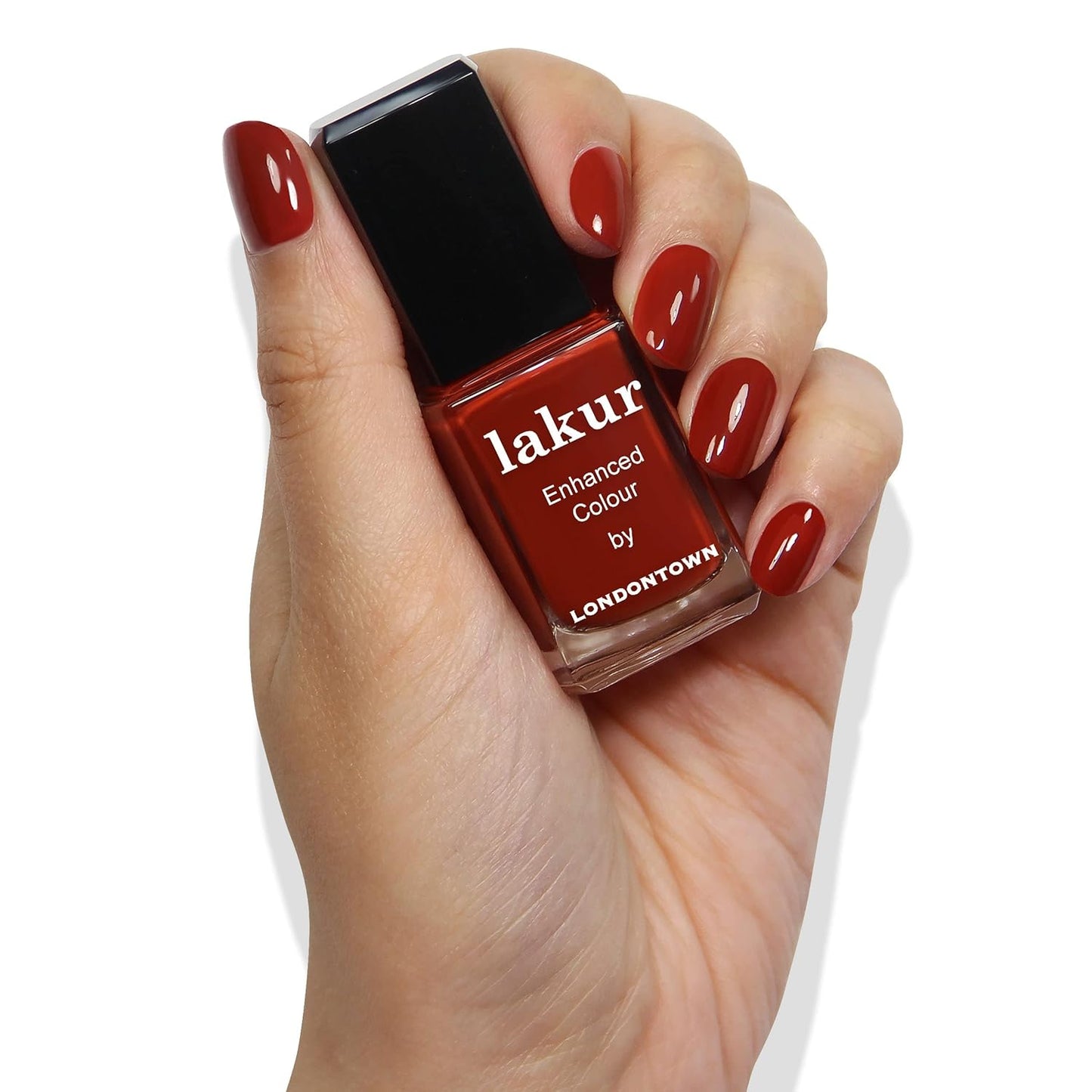 LONDONTOWN lakur Nail Polish - Chip-Resistant, Non-Toxic, Conditions & Hydrates Nails | Glossy Rich Red-Brown, Woodstock, .40 fl oz-Velvo Beauty