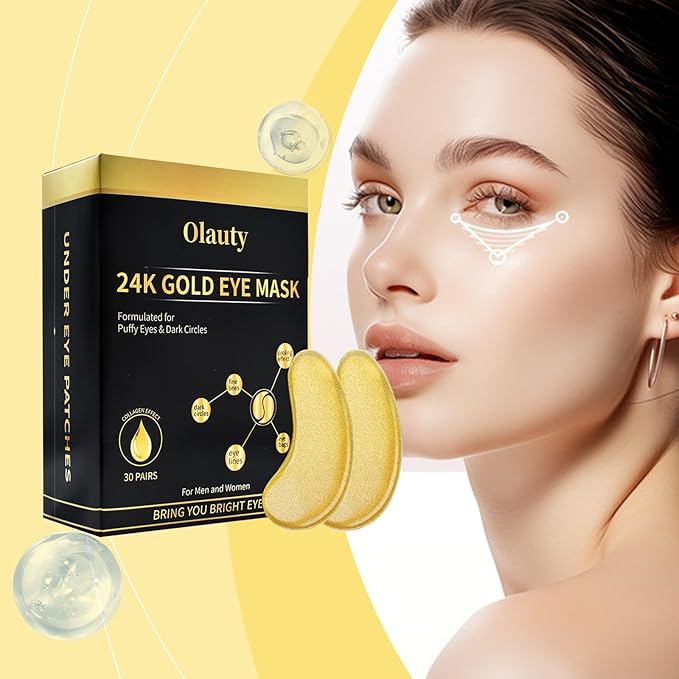 24K Gold Under Eye Patches,Black Box Collagen Anti-Aging Moisturize Under Eye Mask,Reducing Fine and Lines Dark Circleeye Patches,Gel Eye Masks Beauty & Personal Care-Velvo Beauty