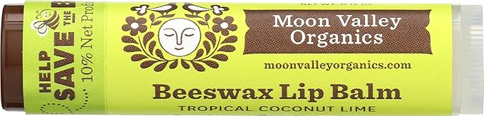 Moon Valley Organics Beeswax Lip Balm for Moisturizing Lips and Cuticles (TROPICAL COCONUT LIME, 1-Pack)-Velvo Beauty