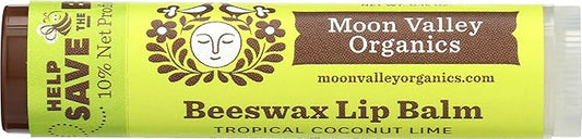 Moon Valley Organics Beeswax Lip Balm for Moisturizing Lips and Cuticles (TROPICAL COCONUT LIME, 1-Pack)-Velvo Beauty