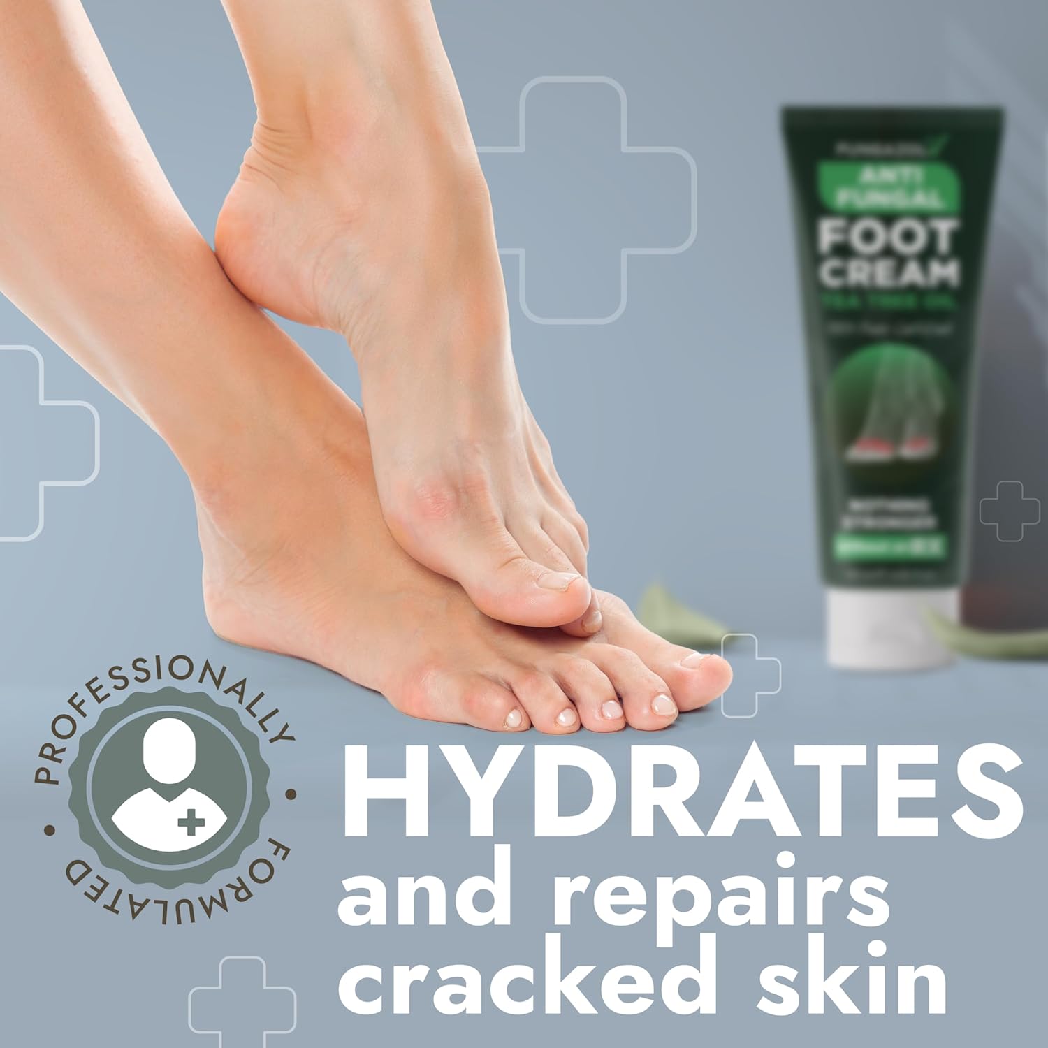 Foot Cream with Tea Tree Oil | Antifungal Cream to Soothes Cracked Heels, Dry Skin & Itchy Feet | Helps with Athlete’s Foot, Nail Fungus & Jock Itch | Relieves Itching & Burning | 4.05 fl oz-Velvo Beauty