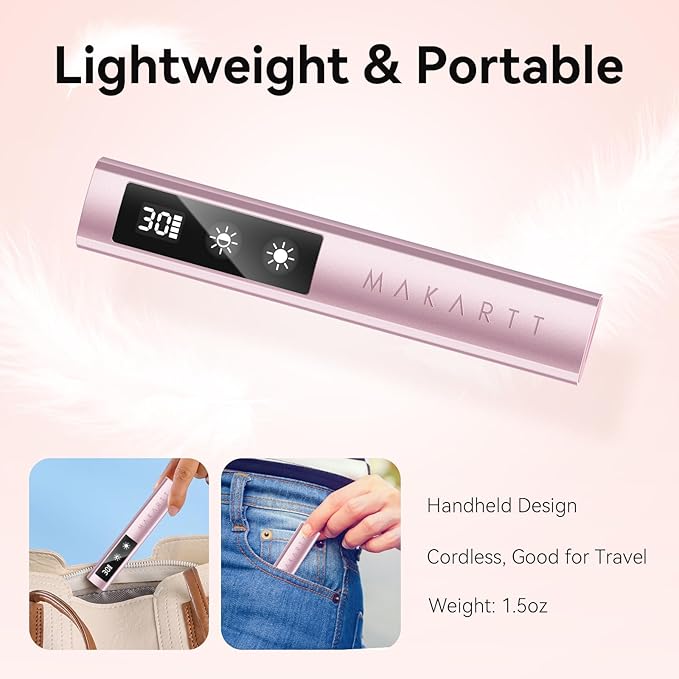 Makartt Handheld UV Nail Lamp with Painless Mode: Portable Flash Cure Lamp for Fast Curing Gel Polish Nails Tips & Glue Rechargeable USB Nail Art Light with LCD 3 Timer for Home Salon Use-Velvo Beauty
