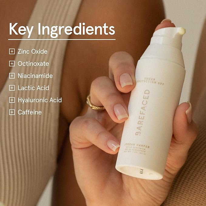 Barefaced Sheer Protection SPF 50+ – Broad-Spectrum Face Sunscreen for women with Zinc Oxide, Niacinamide & Hyaluronic Acid – Oil-Free UV Protection, Hydration & Anti-Aging with Universal Tint (60ml)-Velvo Beauty