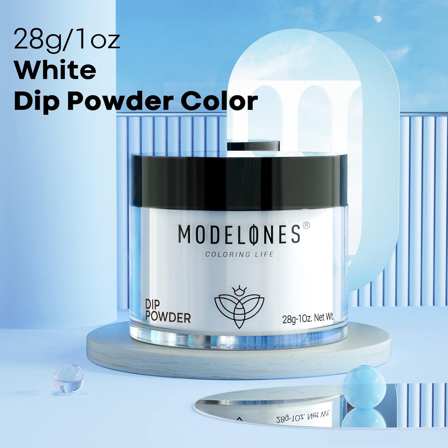 Modelones Dip Powder White Color, Nail Dipping French Nail Art Pro Collection System for Starter Manicure Salon DIY at Home, Odor-Free, Long-Lasting, No Needed Nail Lamp Cured, 1 Oz-Velvo Beauty