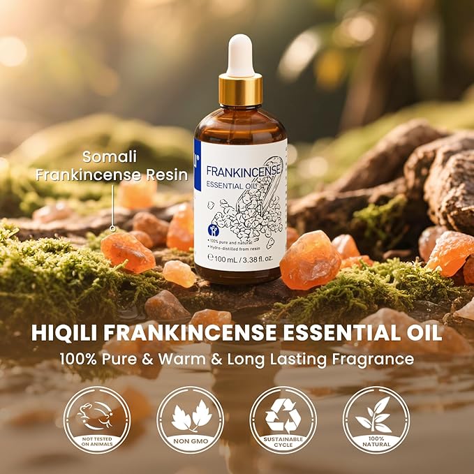 HIQILI 100ML Frankincense Essential Oil, for Massage, 100% Pure and Natural 3.38 Fl Oz-Velvo Beauty