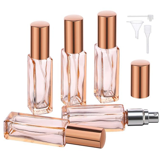 Segbeauty Portable Mini Perfume Atomizer Bottle, 5pcs Empty Refillable Cologne Spray Bottles, 10ML Small Travel Glass Perfume Bottle Fine Mist Sprayer Scent Pump Case for Cologne Fragrance-Velvo Beauty