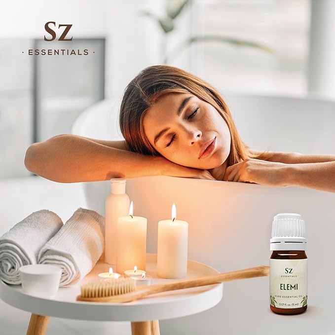 Elemi Essential Oil (Canarium Luzonicum) - 100% Pure and Undiluted - Fresh, Citrusy & Spicy Scent with Subtle Balsamic and Peppery Undertones - Therapeutic Grade & Vegan -0.17 oz (5ml)-Velvo Beauty