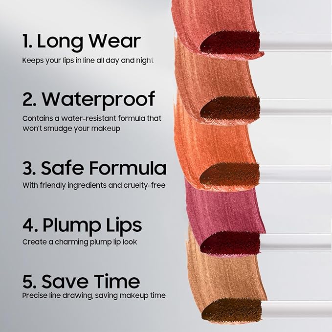 Lip Liner Stain Peel off - Waterproof & Long Lasting Peel Lip Stain Non-Stick Cup, Enhancing Complexion & Nourishing for All Skin Types, Create A Natural Lip Color (Rose, 1 Count)-Velvo Beauty