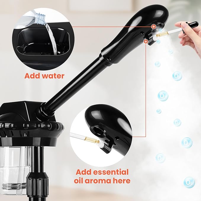 Professional Face Steamer, Adjustable Height and Angle, Facial Steamer Clean Skin Firming Pores and Moisturizing Suitable for a Beauty, Spa, at Home-Velvo Beauty
