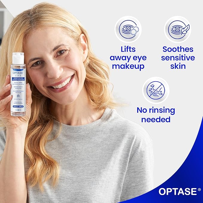 Optase Life Sensitive Eye Makeup Remover – Gentle & Effective for All Skin Types - Breakthrough Innovation vs Traditional Micellar Water - 100ml-Velvo Beauty