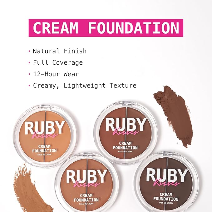 Ruby Kisses 3D Face Creator Cream Foundation & Concealer, 12 Hours Long Lasting, Medium to Full Coverage, Non-Greasy, Ideal for Makeup & Contour Palette (Level 10)-Velvo Beauty