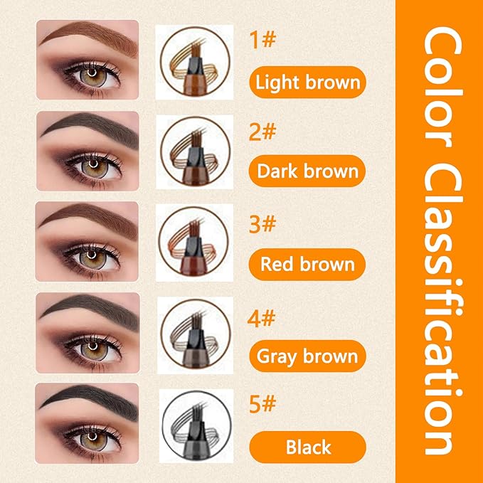 2025 Upgraded Magic Eyebrow Pencil for Women, Long-Lasting Ultra-Fine Tip Waterproof Eye Brow Pencils with 4 Fork, Smudge-Proof Natural Brow Makeup for Women - Light Brown-Velvo Beauty