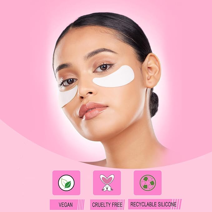 CCbeauty Reusable Under Eye Patches + Eye Cream Applicator Value Set | 100% Silicone Eye Gel Pads | Boost Hydration | Minimize Fine Lines + Wrinkles + Dark Circles | Storage Tin Included | White-Velvo Beauty