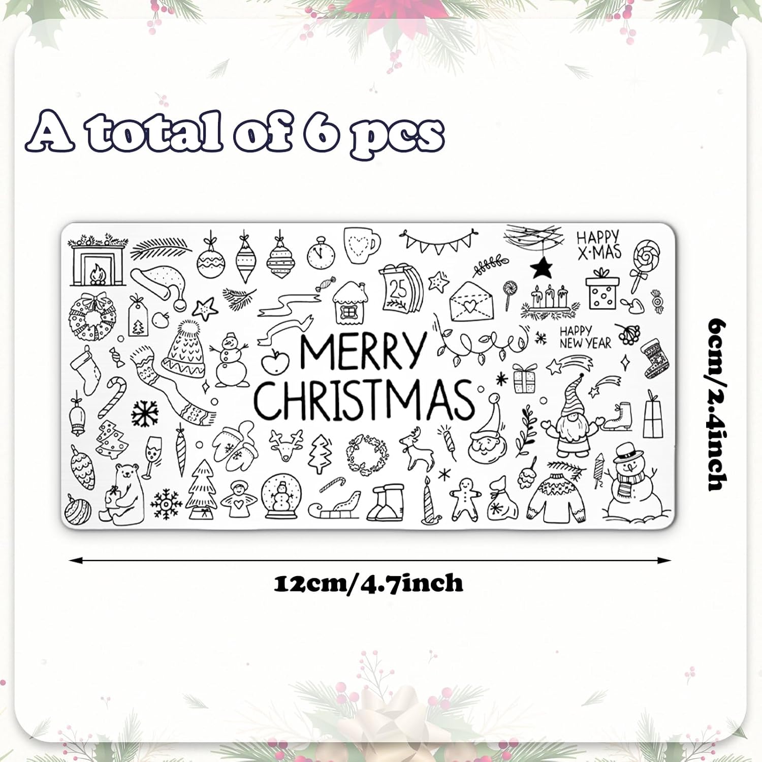 Whaline 6Pcs Christmas Nail Plates Stamping Set Xmas Tree Snowflake Snowman Stamp Templates Nail Art Plates for Winter DIY Print Manicure Salon Design Gift-Velvo Beauty