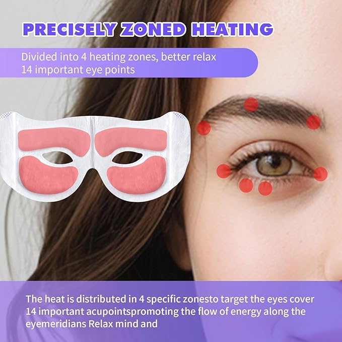 18 Packs Lavender Steam Eye Masks for Dry Eyes 40 Mins Warm Eye Mask Heated Eye Mask Reduce Puffiness Dark Circles Travel Essentials Eye Masks for Sleep Disposable(Lavender,Hollow)-Velvo Beauty